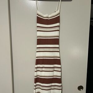 Abercrombie & Fitch Brown and White Striped Midi Dress